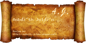 Asbóth Jolán névjegykártya