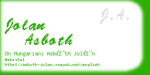 jolan asboth business card