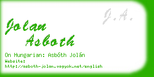 jolan asboth business card